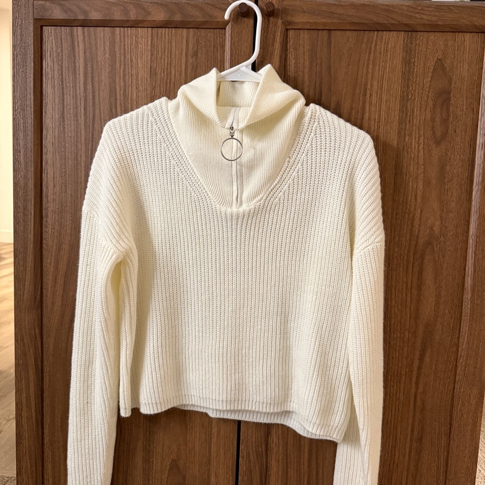 Cream Half-Zip Ribbed Sweater - Picture 1 of 1